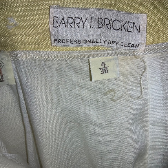 Barry Bricken vintage pleated yellow midi skirt Sz 4 lined pockets side close - Picture 7 of 8